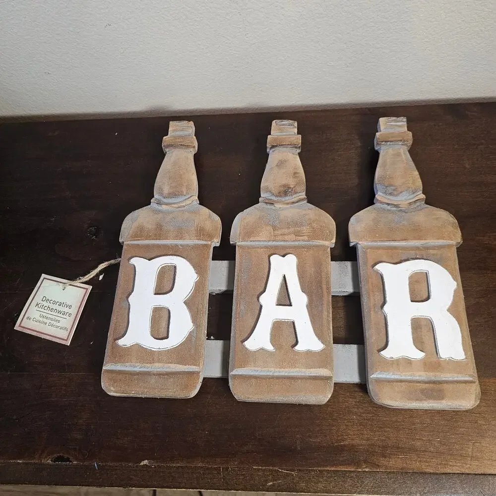 3 Bottles of Beer Wooden Bar Sign
